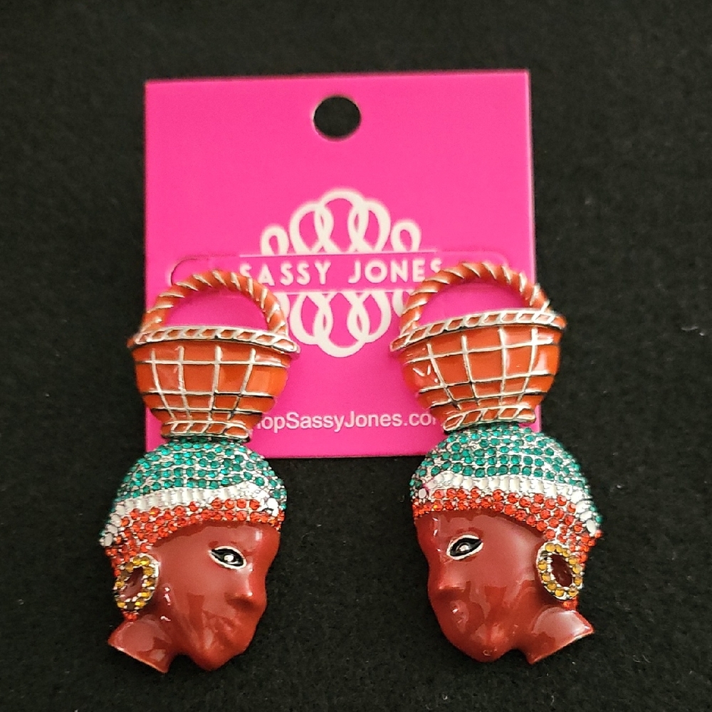 Sassy Jones Vibrant Orange and Green Earrings